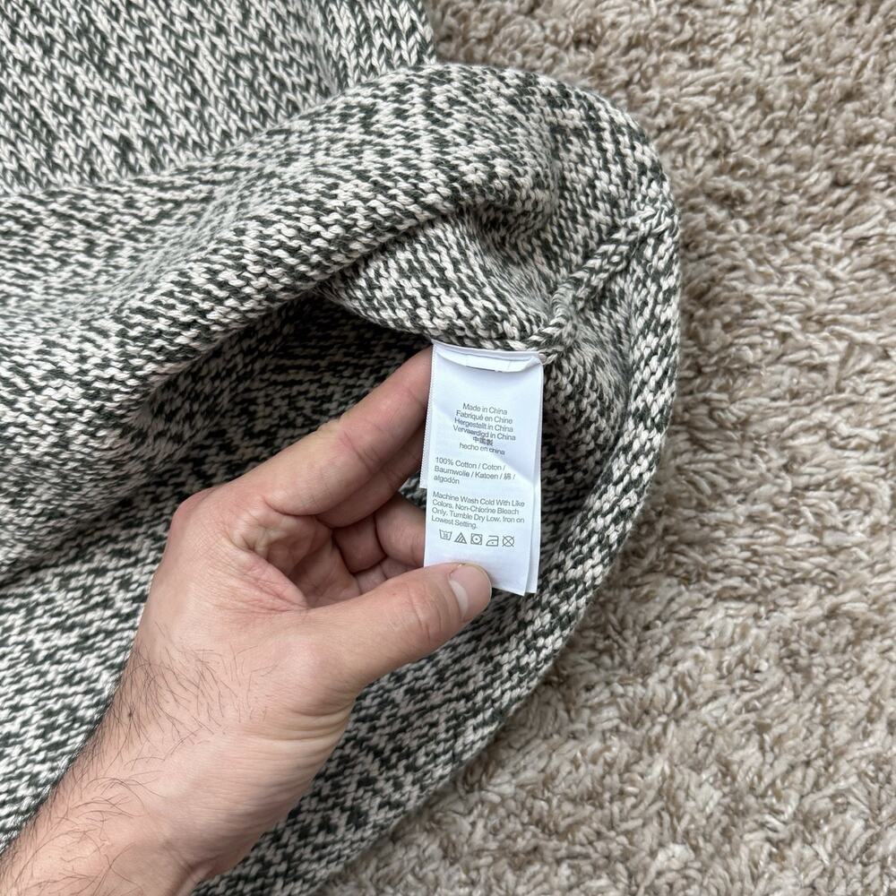 NWT J. Crew Roll Neck Cotton Sweater Oatmeal Green Fisherman Men’s Size Large - Picture 4 of 6